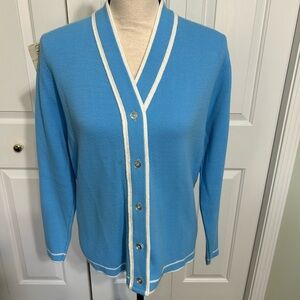 1960s Vintage Haymaker Blue and White Trim Cardigan